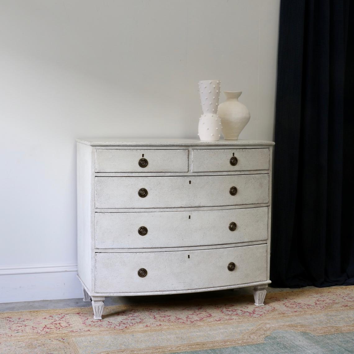 Swedish Bow-Fronted Chest of Drawers